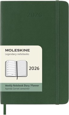 agenda moleskine 2026 semanal pocket verde mirto tapa blanda-8056999275556