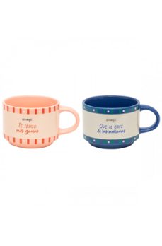 mr. wonderful - set de 2 tazas apilables - te tengo mas ganas que al cafe de las mañanas-8445641055156