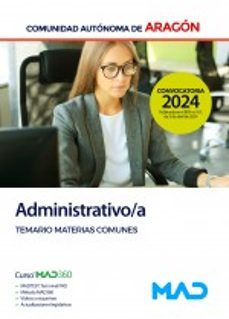 administrativo/a de la comunidad autonoma de aragon. temario de materias comunes-9788414282106