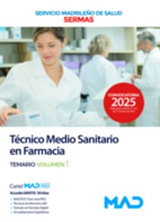 tecnico medio sanitario en farmacia del servicio madrileño de sal ud (sermas) temario volumen 1-9788414299906