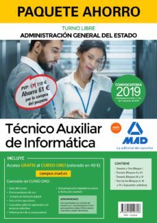 paquete ahorro auxiliar tecnico informatica del estado (incluye temario y test bloque i, temario bloques ii, iii y iv,  test y acceso a curso oro)-9788414229316