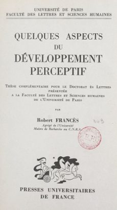 quelques aspects du developpement perceptif (ebook)-robert frances-9782705902926