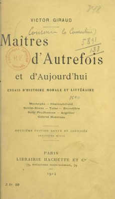 maitres d'autrefois et d'aujourd'hui (ebook)-victor giraud-9782706229626