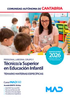 técnico/a superior en educación infantil (personal laboral grupo 1). comunidad autónoma de cantabria. temario de materias específicas-9791370620226