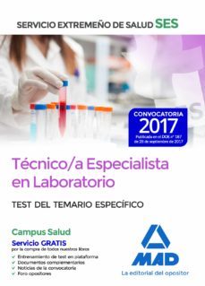 tecnico/a especialista en laboratorio del servicio extremeño de salud (ses). test de materias especificas-9788414211236