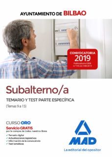 subalterno/a del ayuntamiento de bilbao. temario y test parte especifica (temas 9 a 15)-9788414231036