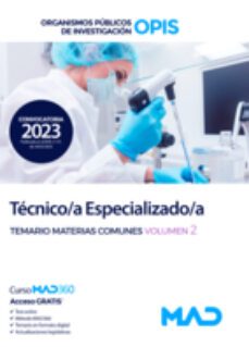 tecnico/a especializado/a. temario materias comunes volumen 2. organismos publicos de investigacion (opis)-9788414268636