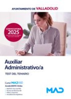 auxiliar administrativo/a del ayuntamiento de valladolid. test del temario-9788414294536