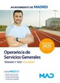 operario/a de servicios generales del ayuntamiento de madrid. temario volumen 1 y test-9788414294246