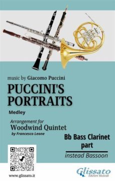 bb bass clarinet (instead bassoon) part of "puccini's portraits" for woodwind quintet (ebook)-9791220860246