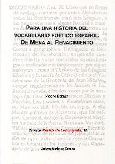 para una historia del vocabulario poetico español. de mena al ren acimiento-vicenç beltran-9788497494656