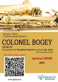 drum (optional) part of "colonel bogey" for saxophone quartet (ebook)-9791221382976