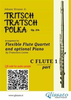 flute 1 part of "tritsch-tratsch-polka" flute quartet sheet music (ebook)-9791222001586