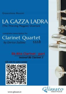 eb alto clarinet (instead bb clarinet 3) part of "la gazza ladra" overture for clarinet quartet (ebook)-9791221368796