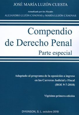 Compendio 2018 De Derecho Penal Parte Especial por Luzon Jose Maria