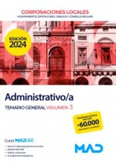 Portada de ADMINISTRATIVO/A DE AYUNTAMIENTOS, DIPUTACIONES Y OTRAS CORPORACIONES LOCALES.